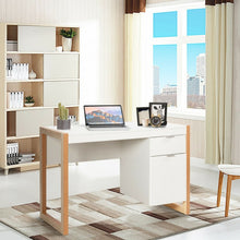 Load image into Gallery viewer, Modern White Computer Desk with Drawers for Office