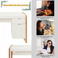 Load image into Gallery viewer, Modern White Computer Desk with Drawers for Office