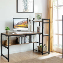 Load image into Gallery viewer, Industrial-Style Metal Computer Desk with Shelves