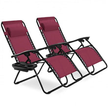 Load image into Gallery viewer, Outdoor Patio Pool Zero Gravity Folding Lounge Chair 2-Piece Set