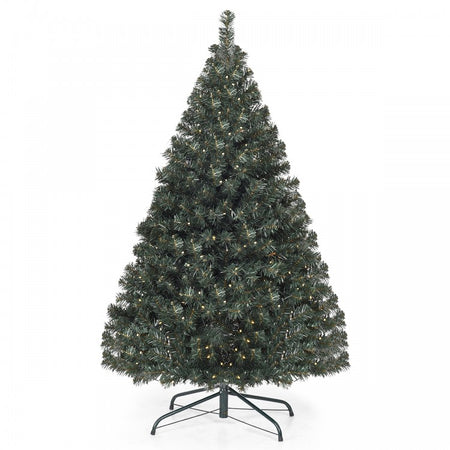 PVC Artificial Christmas Tree with 200 Pre-Installed LED Lights and Metal Stand - Suitable for Indoor and Outdoor Christmas Party Decorations