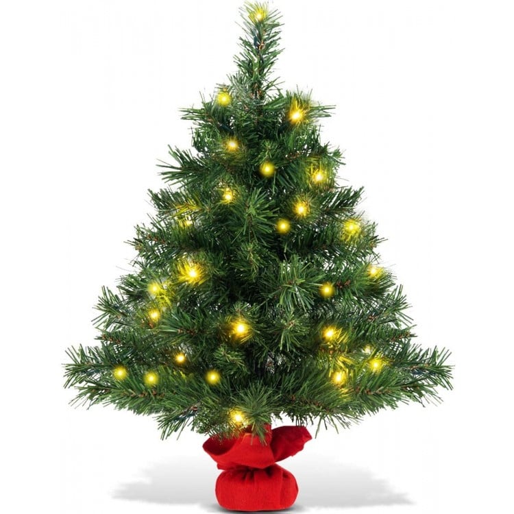 Tabletop Artificial Christmas Tree with LED Lights - Suitable for Apartment and Office