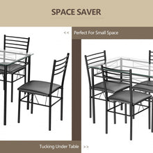 Charger l'image dans la galerie, Modern Small Dining Room Set - 5-Piece Set with Tempered Glass Table and 4 Padded Chairs - Suitable for Kitchen and Restaurant