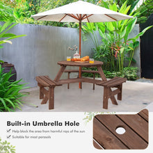 Load image into Gallery viewer, Outdoor Dining Table and Bench Set with Umbrella Stand - Ideal for Backyard, Garden, and Picnic Gatherings