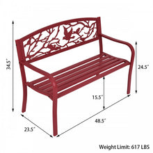 Charger l'image dans la galerie, Outdoor Patio Red Cast Iron Garden Bench