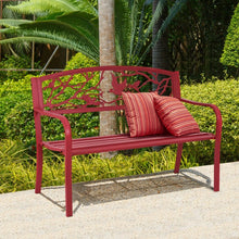 Charger l'image dans la galerie, Outdoor Patio Red Cast Iron Garden Bench