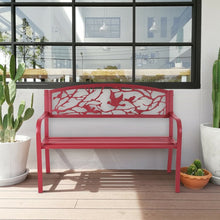 Charger l'image dans la galerie, Outdoor Patio Red Cast Iron Garden Bench