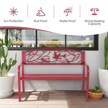 Charger l'image dans la galerie, Outdoor Patio Red Cast Iron Garden Bench