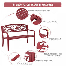 Charger l'image dans la galerie, Outdoor Patio Red Cast Iron Garden Bench