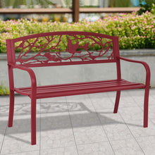 Charger l'image dans la galerie, Outdoor Patio Red Cast Iron Garden Bench