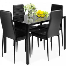 Load image into Gallery viewer, Modern Black Dining Room Set - 5-Piece Set with Tempered Glass Table and 4 Chairs - Suitable for Restaurant and Cafe