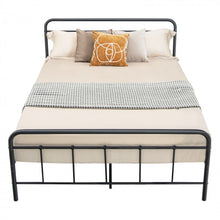Load image into Gallery viewer, Rustic Industrial Black Metal Bed Frame with Storage Underneath