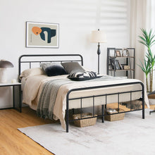 Load image into Gallery viewer, Rustic Industrial Black Metal Bed Frame with Storage Underneath