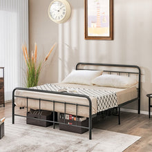Load image into Gallery viewer, Rustic Industrial Black Metal Bed Frame with Storage Underneath