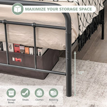 Load image into Gallery viewer, Rustic Industrial Black Metal Bed Frame with Storage Underneath