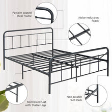 Load image into Gallery viewer, Rustic Industrial Black Metal Bed Frame with Storage Underneath