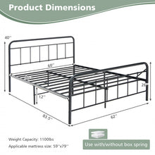 Load image into Gallery viewer, Rustic Industrial Black Metal Bed Frame with Storage Underneath