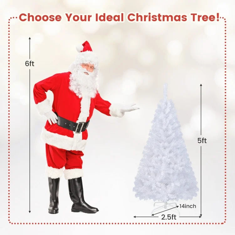 White Christmas Tree with Built-in Metal Stand - Suitable for Christmas Activities and Decorations