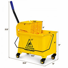 Load image into Gallery viewer, 21 Quart Mop Bucket Side Press Wringer on Wheels With Panel