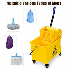 Load image into Gallery viewer, 21 Quart Mop Bucket Side Press Wringer on Wheels With Panel