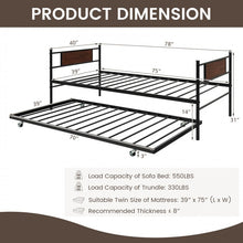 Load image into Gallery viewer, Black Pullout Caster Guest Bed with Sofa Function