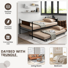 Load image into Gallery viewer, Black Pullout Caster Guest Bed with Sofa Function