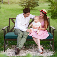 Load image into Gallery viewer, Outdoor Garden Patio Vintage Metal Brown Leisure Bench with Removable Sponge Cushion