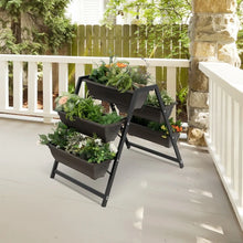 Load image into Gallery viewer, Outdoor Garden Black 3 Tier Raised Plant Bed with 5 Planter Boxes