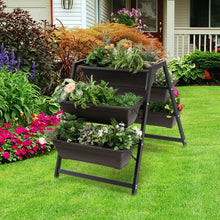 Load image into Gallery viewer, Outdoor Garden Black 3 Tier Raised Plant Bed with 5 Planter Boxes