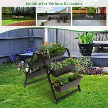 Load image into Gallery viewer, Outdoor Garden Black 3 Tier Raised Plant Bed with 5 Planter Boxes