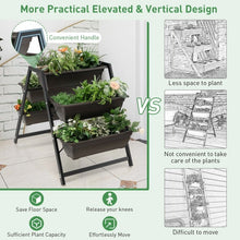 Load image into Gallery viewer, Outdoor Garden Black 3 Tier Raised Plant Bed with 5 Planter Boxes