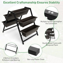 Load image into Gallery viewer, Outdoor Garden Black 3 Tier Raised Plant Bed with 5 Planter Boxes