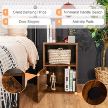 Load image into Gallery viewer, 3-Tier Storage Bedside Cabinet with Doors for Bedroom