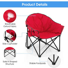 Load image into Gallery viewer, Outdoor Folding Camping Chair with Cushion and Cup Holder - Portable Carrying Bag Suitable for Picnics and Fishing