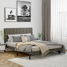 Load image into Gallery viewer, Modern Minimalist Solid Wood Upholstered Bed Frame with Headboard