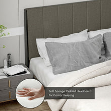 Load image into Gallery viewer, Modern Minimalist Solid Wood Upholstered Bed Frame with Headboard