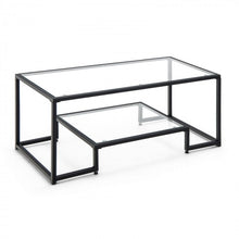 Load image into Gallery viewer, Modern Double-Layer Coffee Table with Tempered Glass Top - Suitable for Living Room and Office