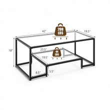 Load image into Gallery viewer, Modern Double-Layer Coffee Table with Tempered Glass Top - Suitable for Living Room and Office