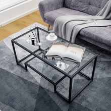 Load image into Gallery viewer, Modern Double-Layer Coffee Table with Tempered Glass Top - Suitable for Living Room and Office