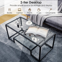 Load image into Gallery viewer, Modern Double-Layer Coffee Table with Tempered Glass Top - Suitable for Living Room and Office