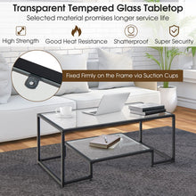 Load image into Gallery viewer, Modern Double-Layer Coffee Table with Tempered Glass Top - Suitable for Living Room and Office
