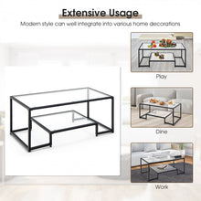 Load image into Gallery viewer, Modern Double-Layer Coffee Table with Tempered Glass Top - Suitable for Living Room and Office