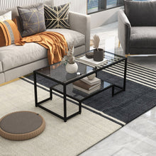 Load image into Gallery viewer, Modern Double-Layer Coffee Table with Tempered Glass Top - Suitable for Living Room and Office