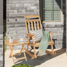 Load image into Gallery viewer, Outdoor Patio Wooden Rocking Chair Set with Folding Table