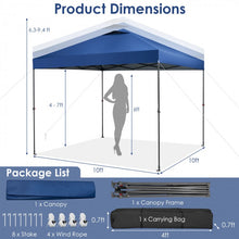 Charger l'image dans la galerie, Costway 10x10 ft Outdoor Canopy Shade Pop-Up Tent with Carry Bag - Suitable for Backyard Parties and Gatherings
