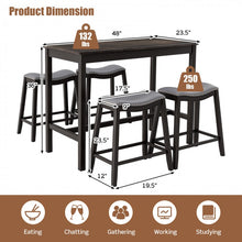 Load image into Gallery viewer, Black Modern Dining Room Sets - 5-Piece Set with Built-in 4 Saddle Stools - Suitable for Restaurant and Small Tavern