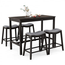Load image into Gallery viewer, Black Modern Dining Room Sets - 5-Piece Set with Built-in 4 Saddle Stools - Suitable for Restaurant and Small Tavern