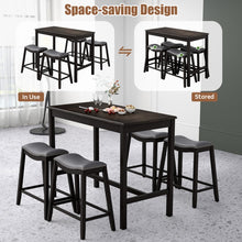 Load image into Gallery viewer, Black Modern Dining Room Sets - 5-Piece Set with Built-in 4 Saddle Stools - Suitable for Restaurant and Small Tavern