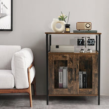 Load image into Gallery viewer, Industrial Vintage Brown Sideboard Buffet Cabinet and Wine Cabinet with Doors