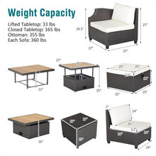 Charger l'image dans la galerie, Costway White Sectional Couch 7-Piece Furniture Set with Coffee Table - Suitable for Backyard, Pool, and Garden